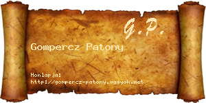 Gompercz Patony névjegykártya